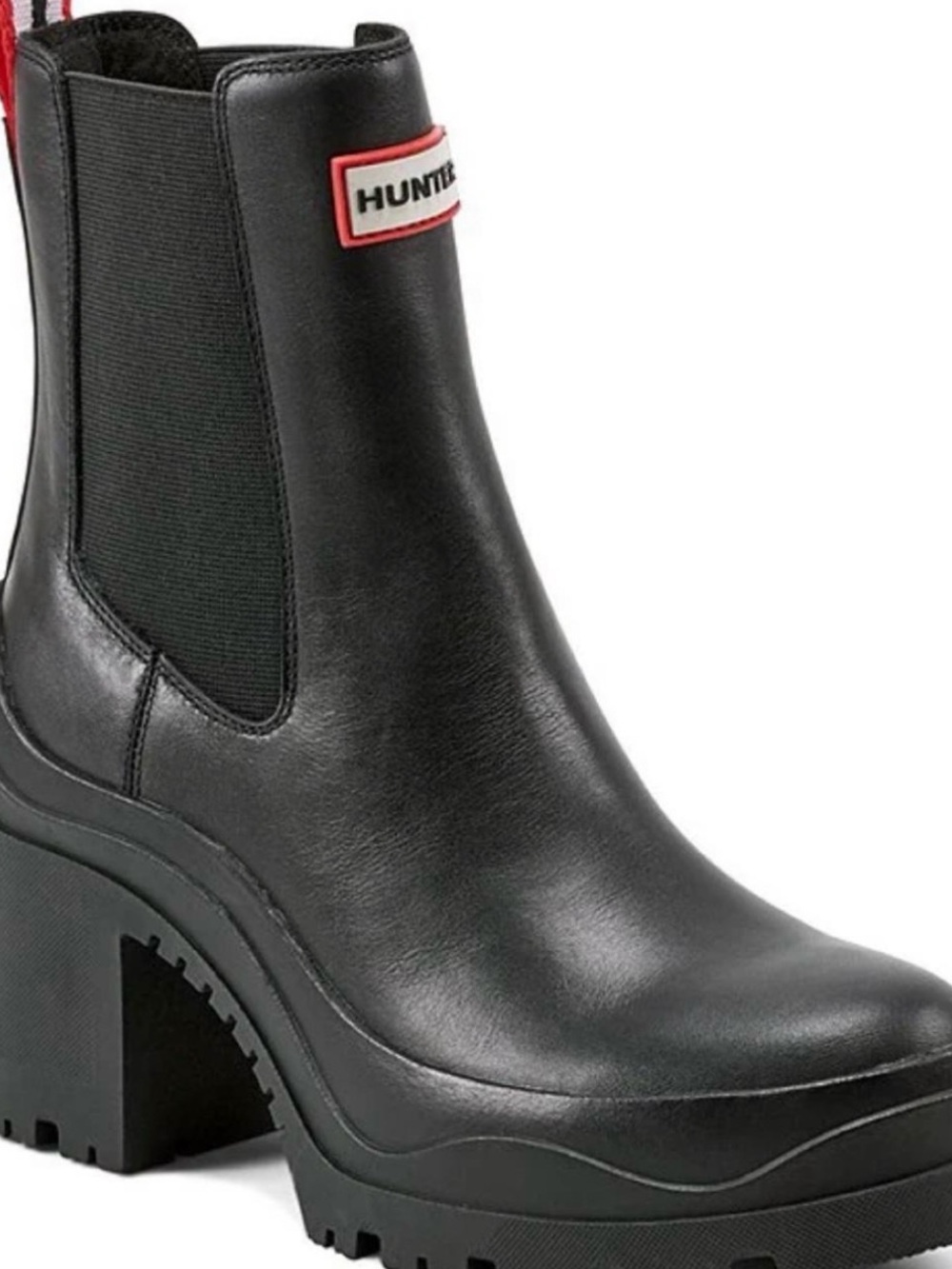 Hunter Platform Chelsea Waterproof Leather Boots - Size 7
